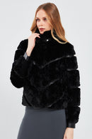 Melrose Women's Black Teddy Leather Jacket | Derimod Melrose Women's Black Teddy Leather Jacket | Derimod