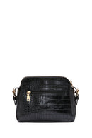 Women's Black Long Strap Crocodile Patterned Crossbody Bag | Derimod Women's Black Long Strap Crocodile Patterned Crossbody Bag | Derimod