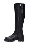 Women's Black Zippered Leather Boots | Derimod Women's Black Zippered Leather Boots | Derimod