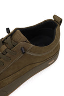 Erkek Haki Bağcıklı Nubuk Deri Sneaker | Derimod Erkek Haki Bağcıklı Nubuk Deri Sneaker | Derimod