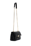 Women's Black Chain Strap Quilted Crossbody Bag | Derimod Women's Black Chain Strap Quilted Crossbody Bag | Derimod
