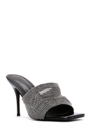 Women's Black Stone Thin Heeled Slippers | Derimod Women's Black Stone Thin Heeled Slippers | Derimod