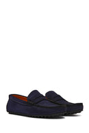 Men's Navy Blue Nubuck Leather Casual Loafer | Derimod Men's Navy Blue Nubuck Leather Casual Loafer | Derimod