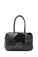 Kadın Siyah Uzun Askılı Desenli Kol Çantası | Derimod Kadın Siyah Uzun Askılı Desenli Kol Çantası | Derimod