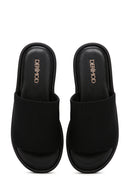 Women's Black Thick Soled Slippers | Derimod Women's Black Thick Soled Slippers | Derimod