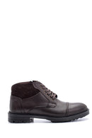 Men's Suede Detailed Leather Boots | Derimod Men's Suede Detailed Leather Boots | Derimod