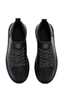 Erkek Siyah Kalın Tabanlı Bağcıklı Deri Sneaker | Derimod Erkek Siyah Kalın Tabanlı Bağcıklı Deri Sneaker | Derimod