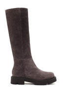 Women's Mink Thick Soled Zippered Suede Leather Casual Boots | Derimod Women's Mink Thick Soled Zippered Suede Leather Casual Boots | Derimod