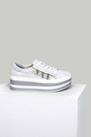 Gümüş Yüksek Tabanlı Kadın Deri Sneaker | Derimod Gümüş Yüksek Tabanlı Kadın Deri Sneaker | Derimod