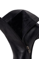 Woman Black Zip Closure Thick-Heeled Leather Boots | Derimod Woman Black Zip Closure Thick-Heeled Leather Boots | Derimod