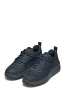 Geox Men's Navy Blue Laced Thick Sole Suede Leather Sneakers | Derimod Geox Men's Navy Blue Laced Thick Sole Suede Leather Sneakers | Derimod