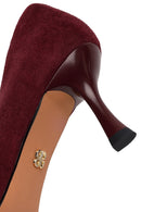 Kadın Bordo İnce Topuklu Süet Deri Stiletto | Derimod Kadın Bordo İnce Topuklu Süet Deri Stiletto | Derimod