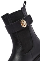 Women's Black Buckle Detailed Leather Chelsea Boots | Derimod Women's Black Buckle Detailed Leather Chelsea Boots | Derimod