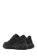 Men's Black Lace-Up Thick-Sole Fabric Sneakers | Derimod Men's Black Lace-Up Thick-Sole Fabric Sneakers | Derimod