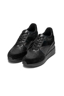 Geox Women's Black D Zosma Lace-Up Wedge Heel Leather Sneakers | Derimod Geox Women's Black D Zosma Lace-Up Wedge Heel Leather Sneakers | Derimod