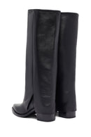Woman Black Chunky Heels Leather Boot | Derimod Woman Black Chunky Heels Leather Boot | Derimod