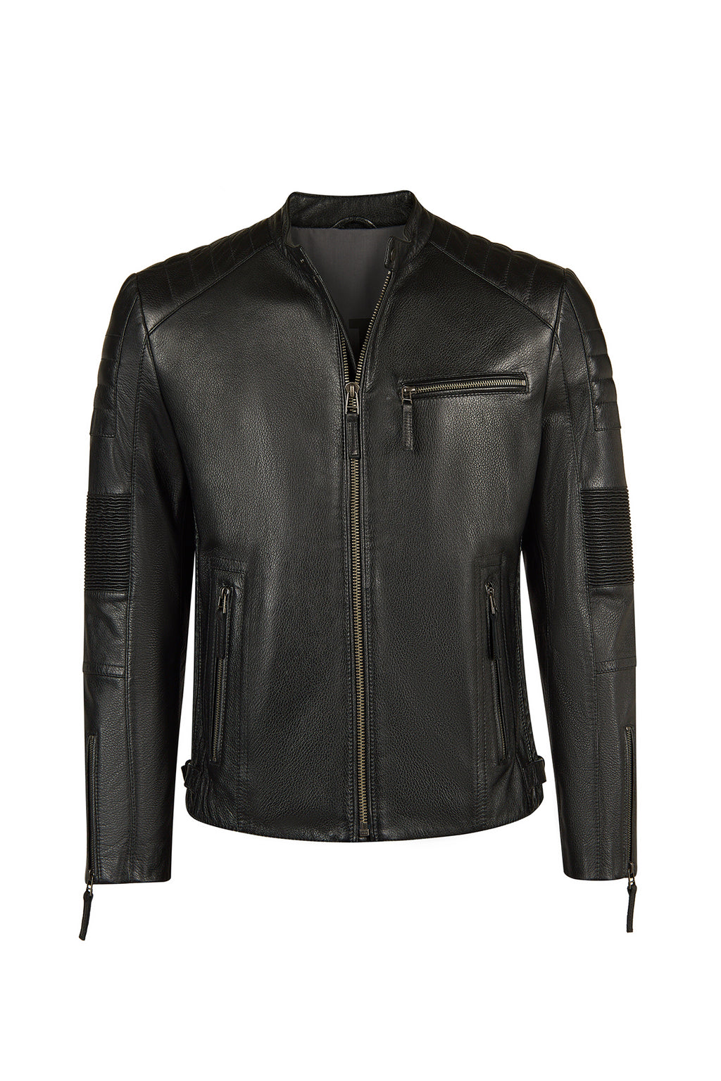 Lavine Erkek Siyah Slim-Fit Deri Ceket