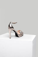 Bilekten Bağlamalı Kurşuni Kadın Topuklu Deri Ayakkabı | Derimod Bilekten Bağlamalı Kurşuni Kadın Topuklu Deri Ayakkabı | Derimod