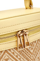 Women's Yellow Long Strap Patterned Mini Box Crossbody Bag | Derimod Women's Yellow Long Strap Patterned Mini Box Crossbody Bag | Derimod