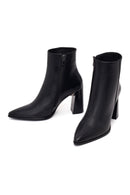 Woman Black Zip Closure Thick-Heeled Leather Boots | Derimod Woman Black Zip Closure Thick-Heeled Leather Boots | Derimod