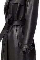 Los Angeles Women's Black Jacket Collar Leather Coat | Derimod Los Angeles Women's Black Jacket Collar Leather Coat | Derimod