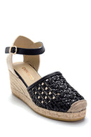 Kadın Deri Dolgu Topuklu Espadril | Derimod Kadın Deri Dolgu Topuklu Espadril | Derimod