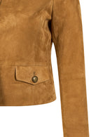Almira Woman Camel Short Suede Leather Jacket | Derimod Almira Woman Camel Short Suede Leather Jacket | Derimod