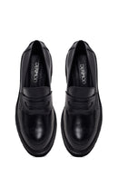 Woman Black Chunky-Heeled Leather Masculine Loafer | Derimod Woman Black Chunky-Heeled Leather Masculine Loafer | Derimod