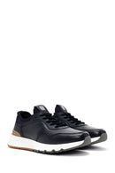 Erkek Lacivert Bağcıklı Kalın Tabanlı Deri Casual Sneaker | Derimod Erkek Lacivert Bağcıklı Kalın Tabanlı Deri Casual Sneaker | Derimod