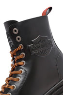 Harley Davidson Women's Black Jimmy Zipper Leather Combat Boots | Derimod Harley Davidson Women's Black Jimmy Zipper Leather Combat Boots | Derimod