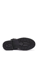 Kadın Siyah Fermuarlı Bağcıklı Deri Postal Bot | Derimod Kadın Siyah Fermuarlı Bağcıklı Deri Postal Bot | Derimod