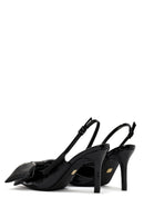 Women's Black Open Back Thin Heel Patent Leather Shoes | Derimod Women's Black Open Back Thin Heel Patent Leather Shoes | Derimod