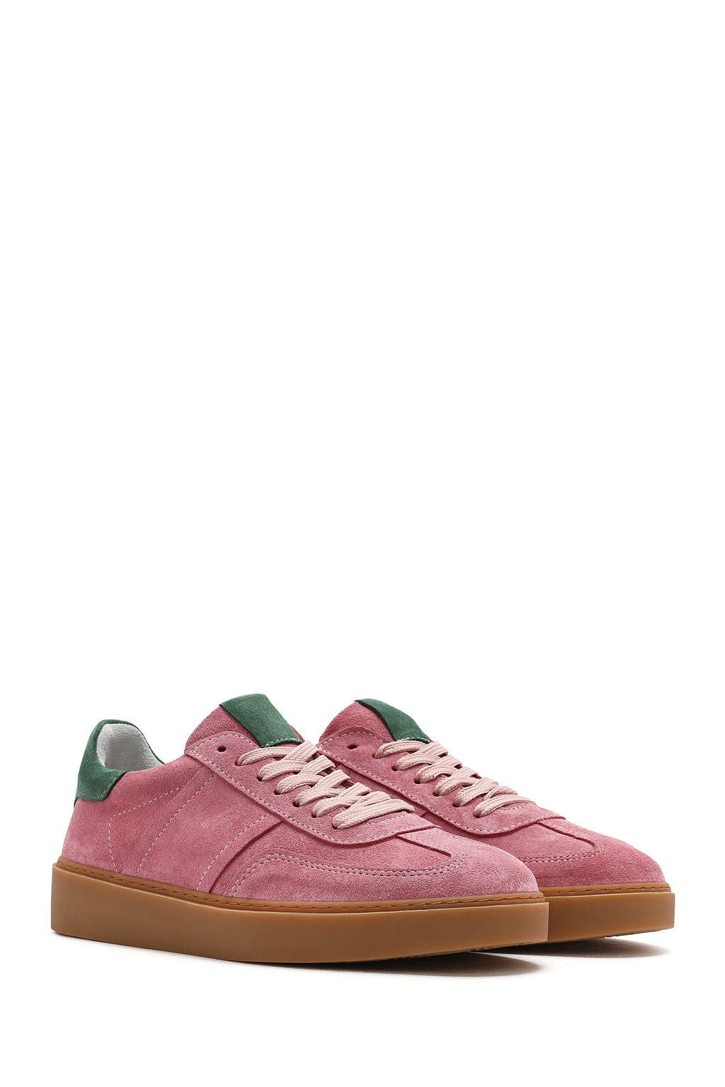 Kadın Pembe Bağcıklı Süet Deri Sneaker