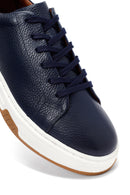 Erkek Lacivert Bağcıklı Kalın Tabanlı Deri Sneaker | Derimod Erkek Lacivert Bağcıklı Kalın Tabanlı Deri Sneaker | Derimod
