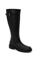 Woman Black Zip Closure Thick-Soled Leather Boot | Derimod Woman Black Zip Closure Thick-Soled Leather Boot | Derimod