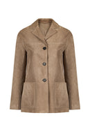 Luna Woman Beige Blazer Suede Jacket | Derimod Luna Woman Beige Blazer Suede Jacket | Derimod