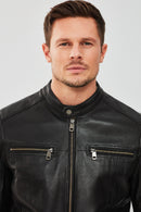 Demar Erkek Siyah Slim-Fit Deri Ceket | Derimod Demar Erkek Siyah Slim-Fit Deri Ceket | Derimod