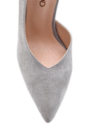 Women's Silvery Heeled Leather Shoes | Derimod Women's Silvery Heeled Leather Shoes | Derimod