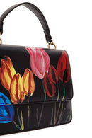 Women's Black Long Strap Printed Shoulder Bag | Derimod Women's Black Long Strap Printed Shoulder Bag | Derimod