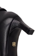 Woman Black Short Heeled Leather Boots | Derimod Woman Black Short Heeled Leather Boots | Derimod