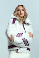 Meribel Kadın Çok Renkli Mor Çizgi Detaylı Teddy Mont | Derimod Meribel Kadın Çok Renkli Mor Çizgi Detaylı Teddy Mont | Derimod