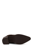 Woman Brown Zip Closure Chunky Heeled Suede Boots | Derimod Woman Brown Zip Closure Chunky Heeled Suede Boots | Derimod