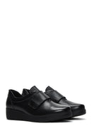 Women's Black Leather Comfort Wedge Heeled Shoes | Derimod Women's Black Leather Comfort Wedge Heeled Shoes | Derimod