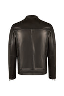 Musiala Male Black Slim-Fit Leather Jacket | Derimod Musiala Male Black Slim-Fit Leather Jacket | Derimod