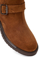 Women's Tan Suede Leather Chelsea Boots | Derimod Women's Tan Suede Leather Chelsea Boots | Derimod