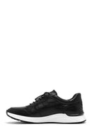 Erkek Siyah Kroko Desenli Bağcıklı Deri Sneaker | Derimod Erkek Siyah Kroko Desenli Bağcıklı Deri Sneaker | Derimod