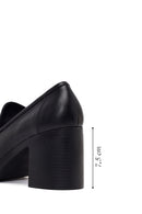Kadın Siyah Kalın Topuklu Deri Loafer | Derimod Kadın Siyah Kalın Topuklu Deri Loafer | Derimod