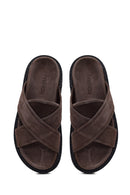 Male Brown Suede Slipper | Derimod Male Brown Suede Slipper | Derimod