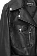 Atlantis Women's Black Double Breasted Leather Jacket | Derimod Atlantis Women's Black Double Breasted Leather Jacket | Derimod