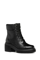 Geox Women's Black Spherica Ec15 Lace-Up Thick Heeled Leather Boots | Derimod Geox Women's Black Spherica Ec15 Lace-Up Thick Heeled Leather Boots | Derimod